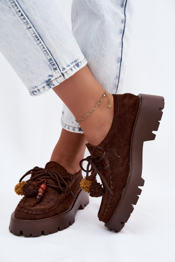 Schoenen met mooie details van faux suede in chocolade Melonia 2
