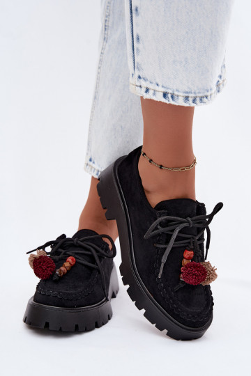 Schoenen met mooie details van faux suede in zwart Melonia 2
