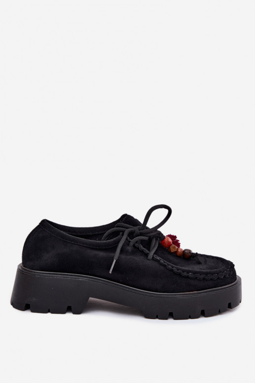 Chaussures avec de beaux détails en daim synthétique noir Melonia