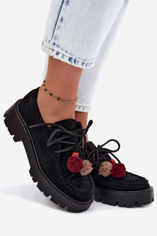 Chaussures avec de beaux détails en daim synthétique noir Melonia