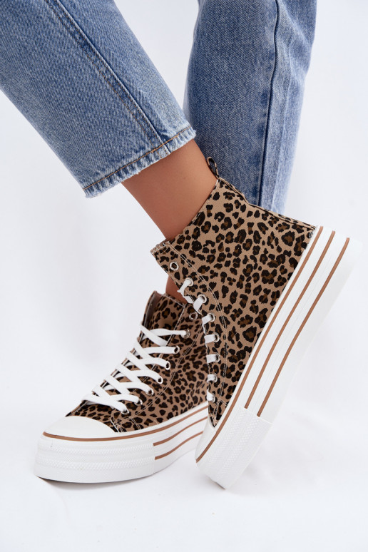 Casual schoenen met enkels en luipaardprint Inildrose