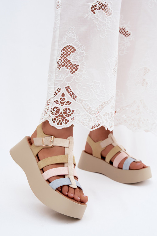 Sandalen met platform en faux suede banden in verschillende kleuren Glimelle