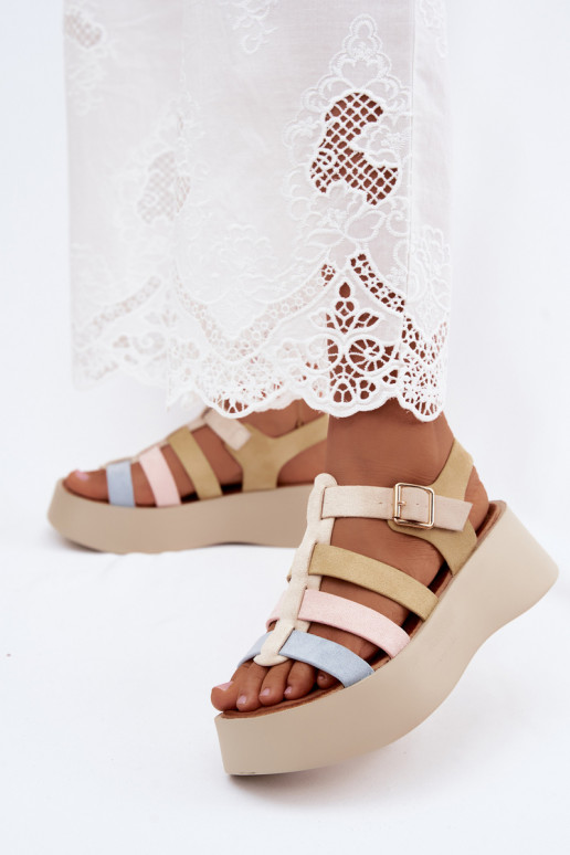 Sandales avec plateforme et brides en daim synthétique de différentes couleurs Glimelle