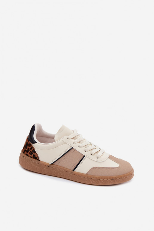 Sneakers van faux leather in zand Corelle
