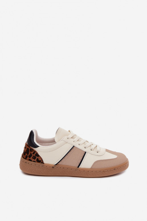 Sneakers van faux leather in zand Corelle