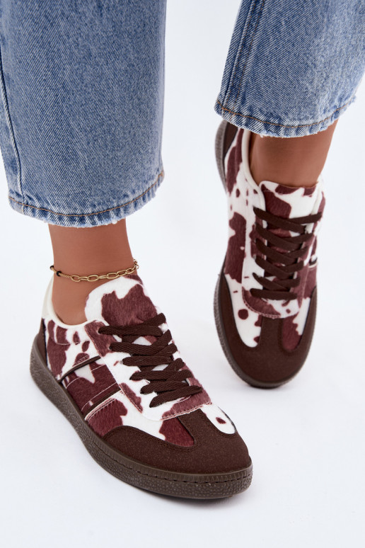 Sneakers met patches in bruin Corelle