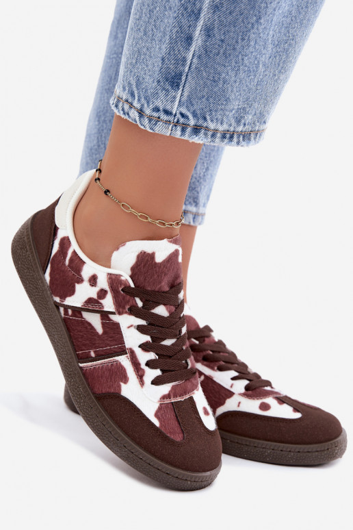 Sneakers met patches in bruin Corelle