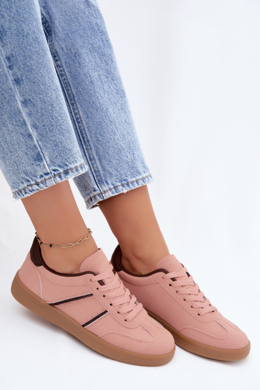 Sneakers van faux leather in roze Corelle