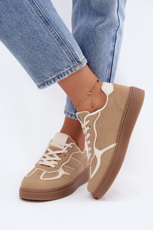Baskets basses femmes en couleur sable Brenelle