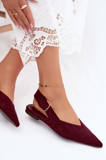 Damen Ballerinas mit Schnallen in Bordeauxfarbe Tanelia