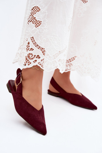 Dames ballerina's met gespen in bordeaux kleur Tanelia 2