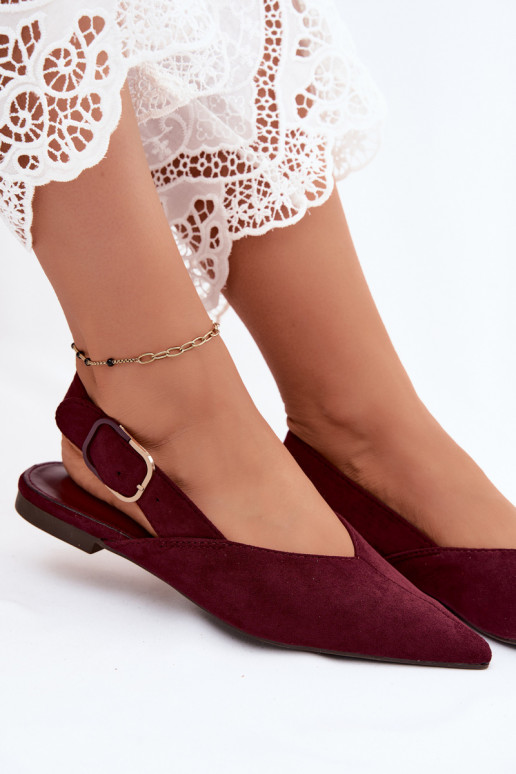 Dames ballerina's met gespen in bordeaux kleur Tanelia