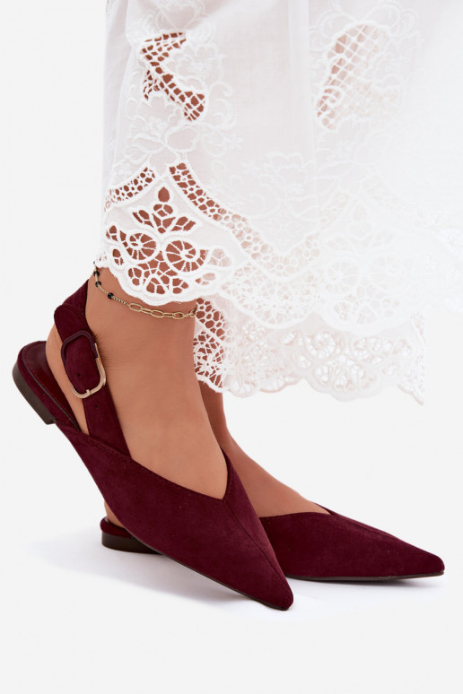 Damen Ballerinas mit Schnallen in Bordeauxfarbe Tanelia