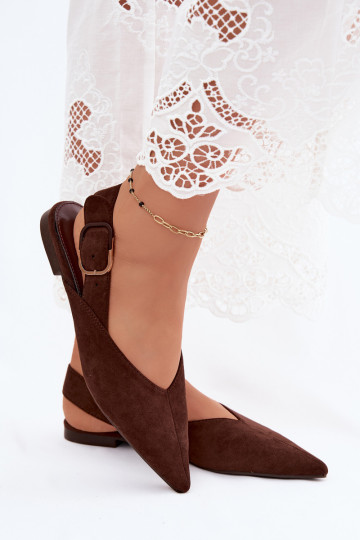 Ballerines femmes avec boucles en couleur marron foncé Tanelia
