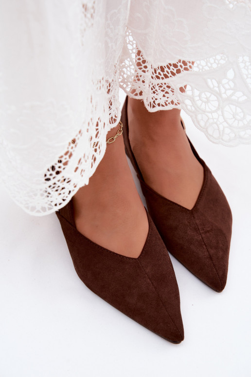 Dames ballerina's met gespen in donkerbruin kleur Tanelia