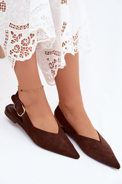 Ballerines femmes avec boucles en couleur marron foncé Tanelia