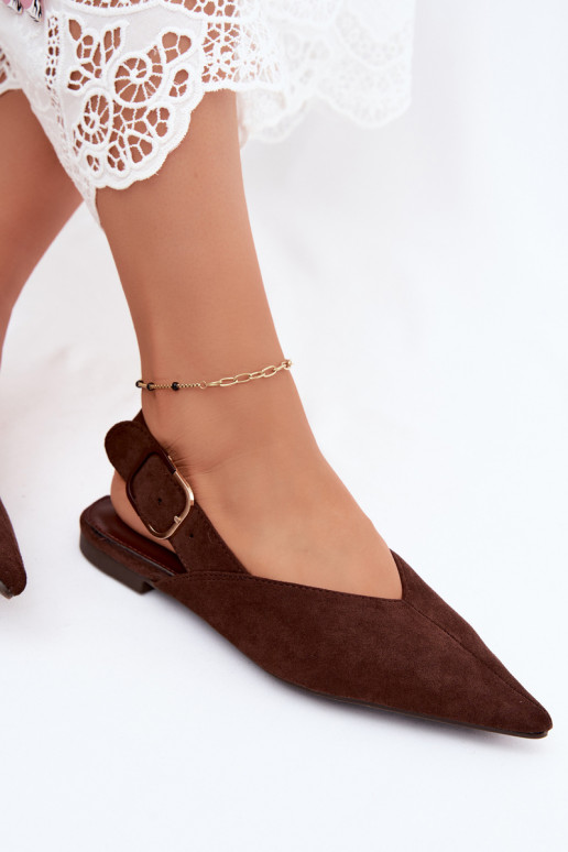 Ballerines femmes avec boucles en couleur marron foncé Tanelia