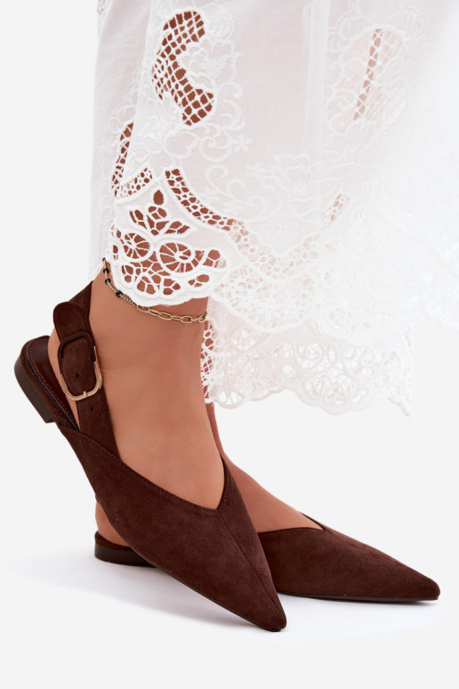 Ballerines femmes avec boucles en couleur marron foncé Tanelia