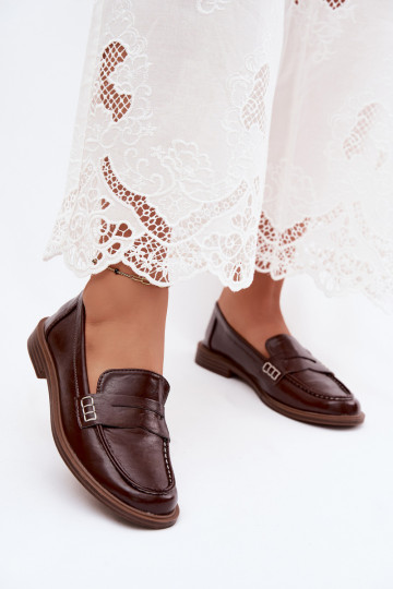 Mocassins femmes en cuir verni couleur chocolat Roslyn