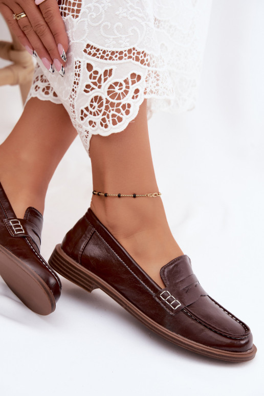 Mocassins femmes en cuir verni couleur chocolat Roslyn