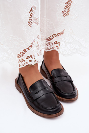 Mocassins femmes en cuir synthétique noir Roslyn