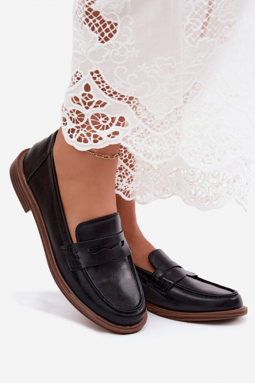 Dames instappers in zwarte kleur faux leather Roslyn