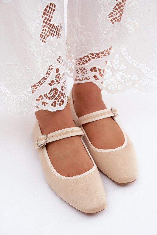 Ballerines femmes avec brides en couleur sable en daim synthétique Birchia