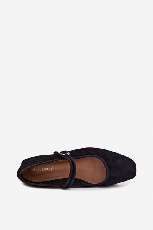 Ballerines femmes avec brides en couleur noire en daim synthétique Birchia
