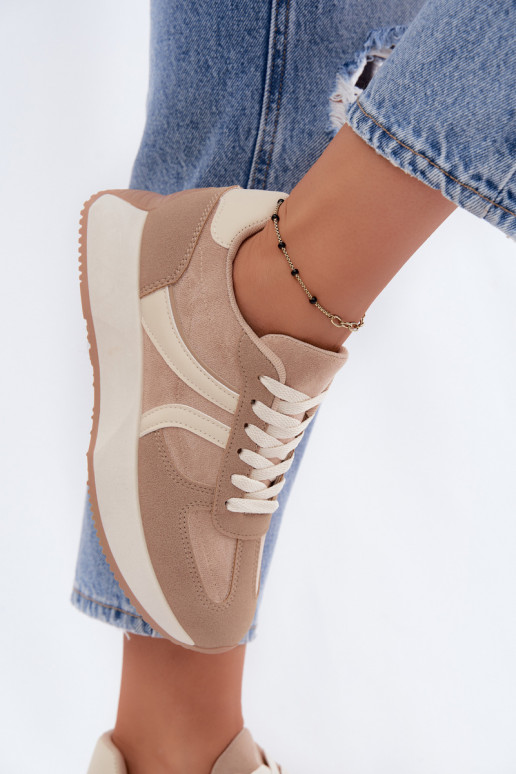 Baskets femmes avec plateforme en couleur sable Laurelia