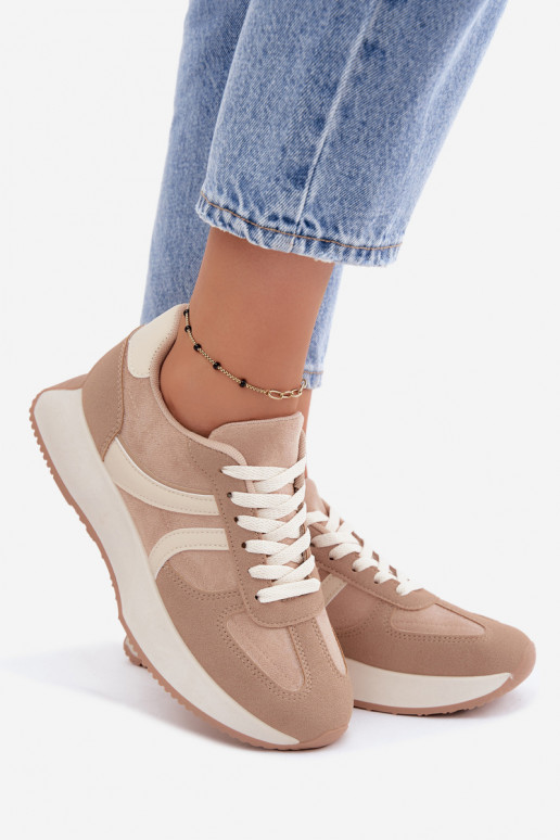 Dames sneakers met platform in zandkleur Laurelia