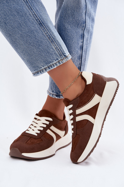 Baskets femmes avec plateforme en couleur marron Laurelia
