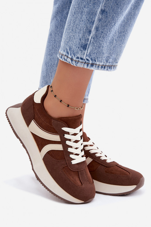 Baskets femmes avec plateforme en couleur marron Laurelia