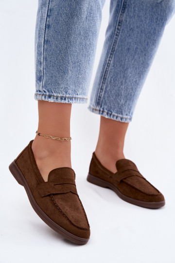 Dames mocassins van faux suede CzekoladoĮe Renelia 2