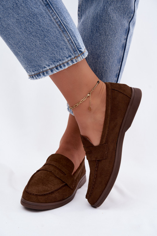 Dames mocassins van faux suede CzekoladoĮe Renelia