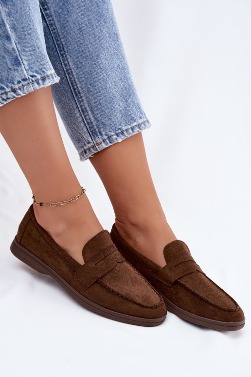 Dames mocassins van faux suede CzekoladoĮe Renelia