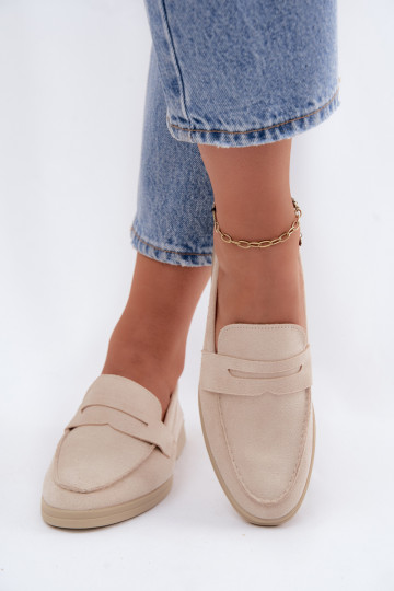 Dames mocassins van faux suede beige Renelia 2