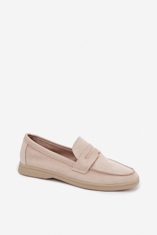 Dames mocassins van faux suede beige Renelia