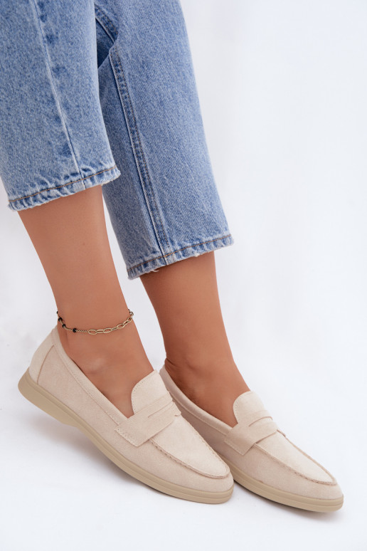 Dames mocassins van faux suede beige Renelia