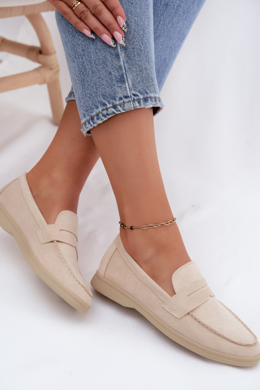 Mocassins en faux daim beiges pour femmes Renelia