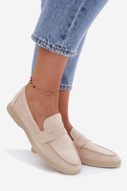 Mocassins en faux daim beiges pour femmes Renelia