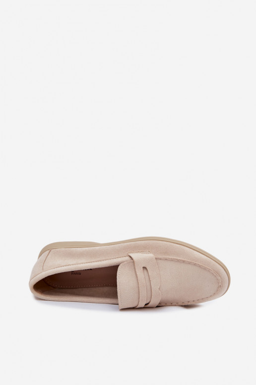 Mocassins en faux daim beiges pour femmes Renelia
