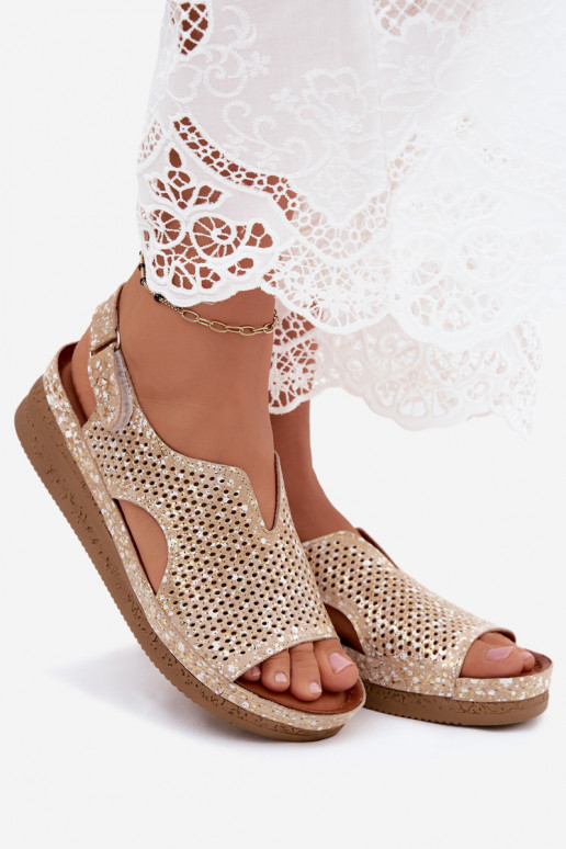 Gouden uitgesneden platformsandalen Tai turiciejka L4494-25