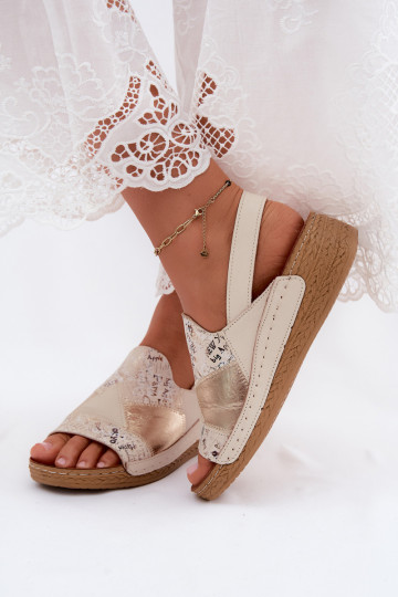 Beige Plattform-Sandalen Su Braid Tai turiciejka L7067-04 2