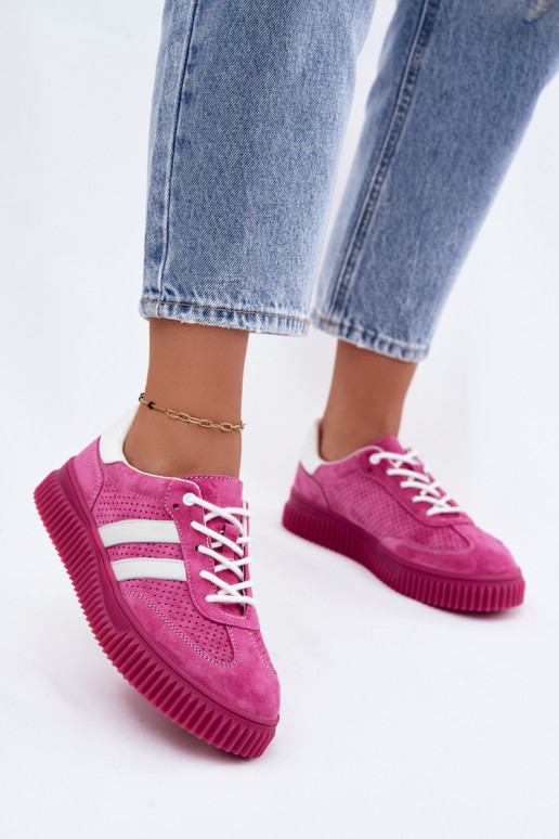 Roze suède platform sneakers Artelle