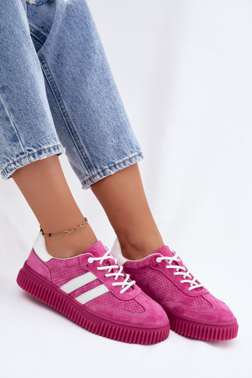 Rosa Veloursleder Plattform-Sneaker Artelle
