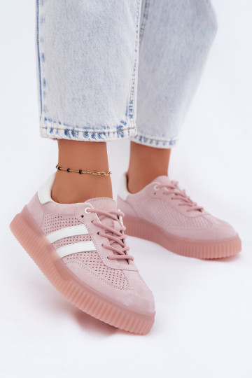 Rosa Veloursleder Plattform-Sneaker Artelle