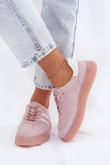 Rosa Veloursleder Plattform-Sneaker Artelle 2