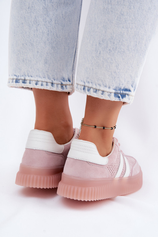 Roze suède platform sneakers Artelle