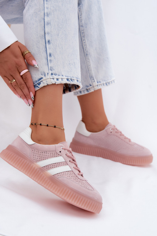 Roze suède platform sneakers Artelle