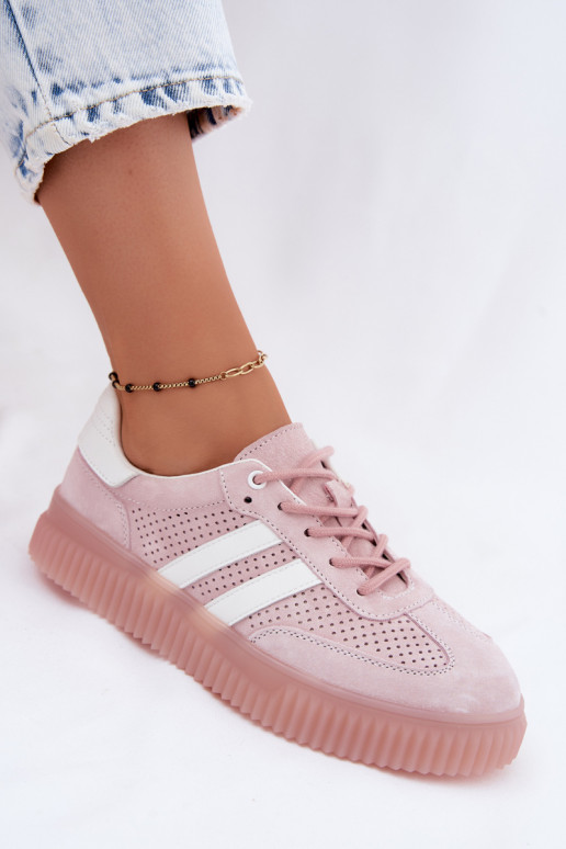 Rosa Veloursleder Plattform-Sneaker Artelle